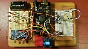 Arduino prototyping board in action.