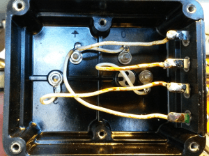 Filter board removed, contacts wired directly to terminals.