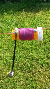 Pill bottle 4:1 balun, wrapped in attractive violet electrical tape