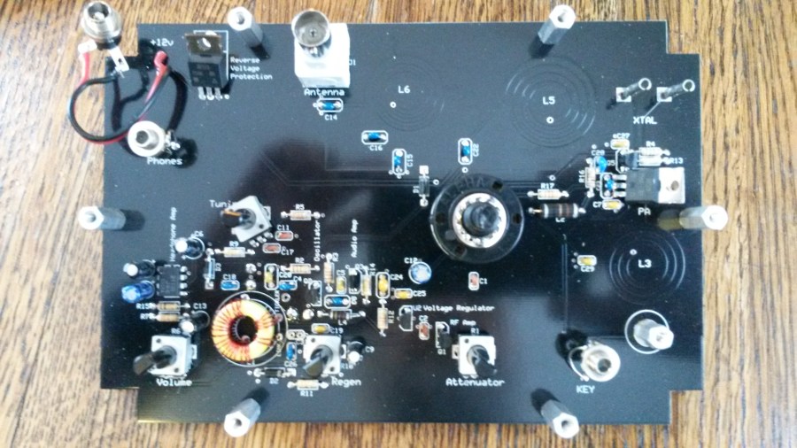 Bayou Jumper board, spiral coils visible upper right.