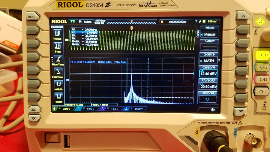 Signal cleaned up, and measured with cursor feature