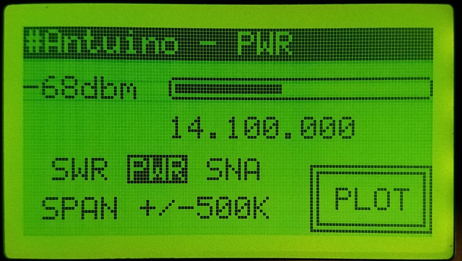 Home screen setup for power scan at 7050 kHz