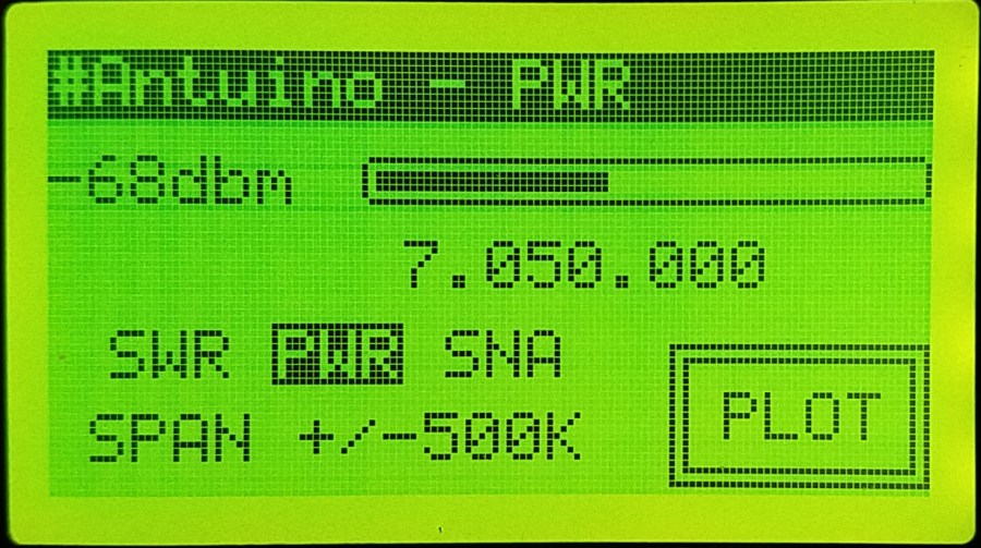 Home screen setup for power scan at 7050 kHz