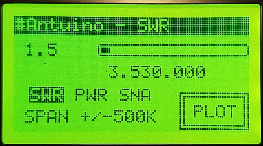 Home screen setup for sweeping 80 meter SWR