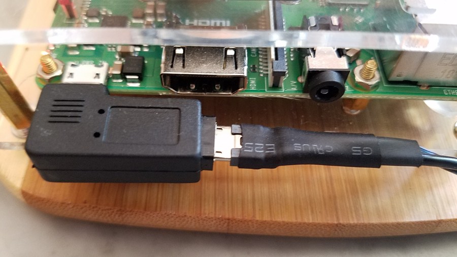 Homebrew micro USB cable and right angle adapter